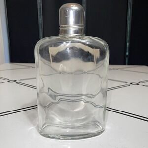 Hip Flask VTG Glass Silver Screw On Top (Flask Only--No Case) Bar Tavern